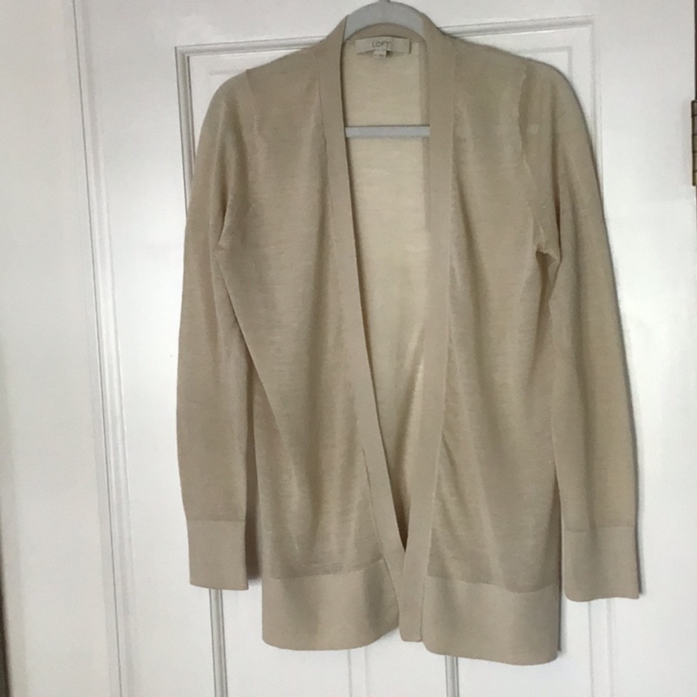 LOFT Open-Front Lightweight Cardigan - Cream